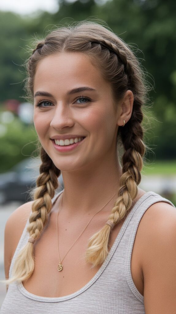 30 Easy and Quick Greasy Hair Hairstyles 13 Braided Pigtails