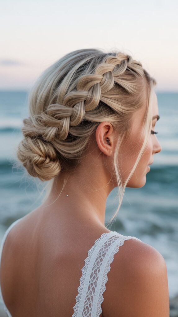 30+ Romantic Bridesmaid Updo Hairstyles with Braid 28 Mermaid Braid Updo