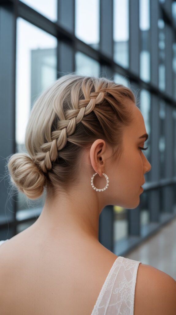 30+ Romantic Bridesmaid Updo Hairstyles with Braid 16 Ladder Braid Updo