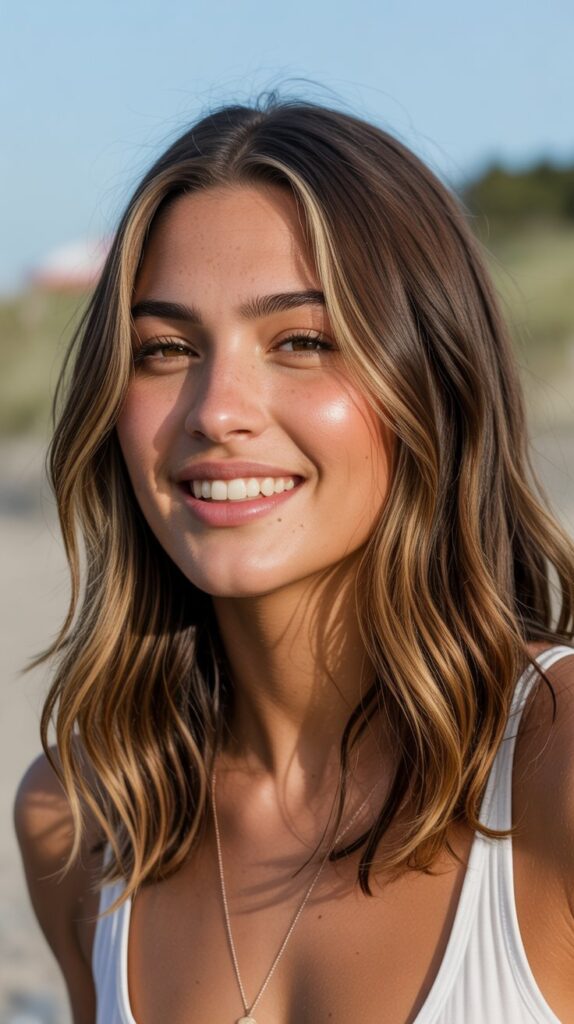 36 Gorgeous Lowlights for Medium Length Brown Hair on Brunettes 8 Honey and Bronze Mix