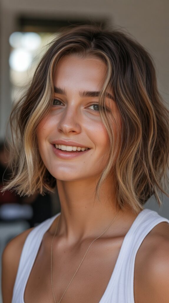 Choppy Bob with Face-Framing Highlights
