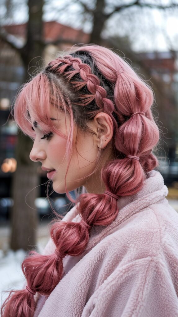 . Bubble Braids with Pastel Pink