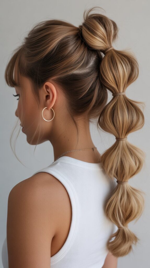 30 Easy and Quick Greasy Hair Hairstyles 11 Bubble Ponytail
