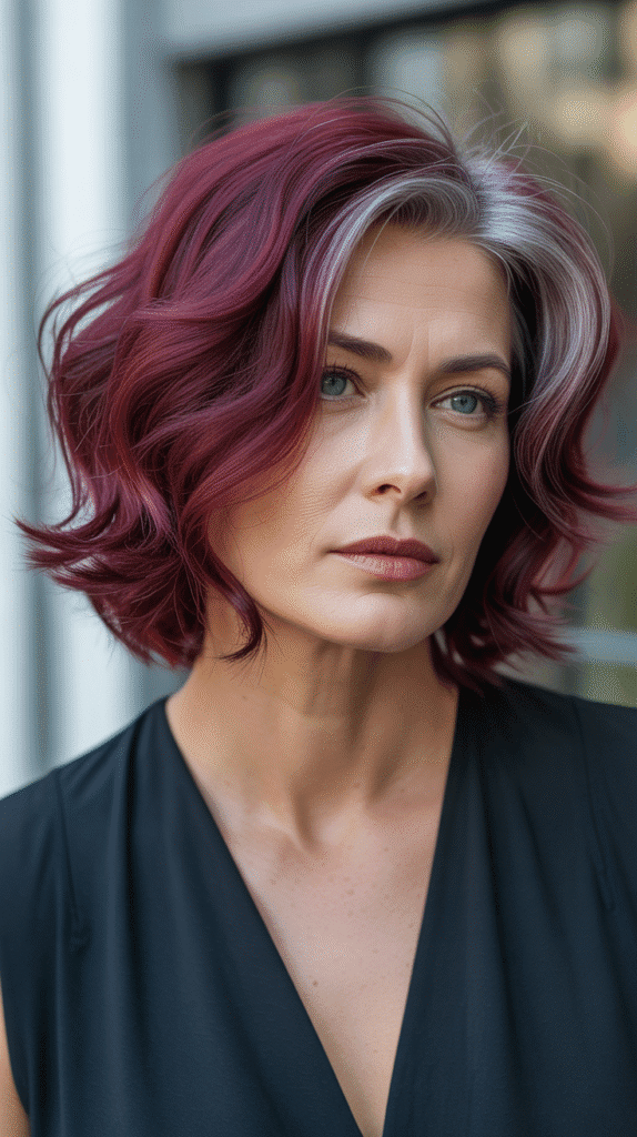 30+ Stunning Burgundy Hair Color Ideas That Will Turn Heads 30 Burgundy on Natural Gray Hair