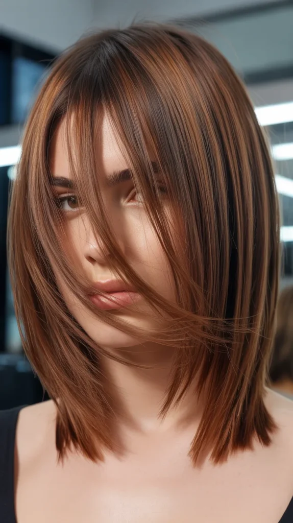 Razor-Cut Long Bob with Textured Fringe
