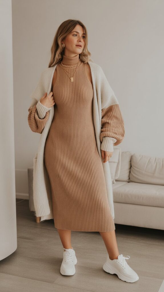 27 Elegant Self Care Sunday Dress to Impress Looks 5 The Cozy Knit Dress Moment