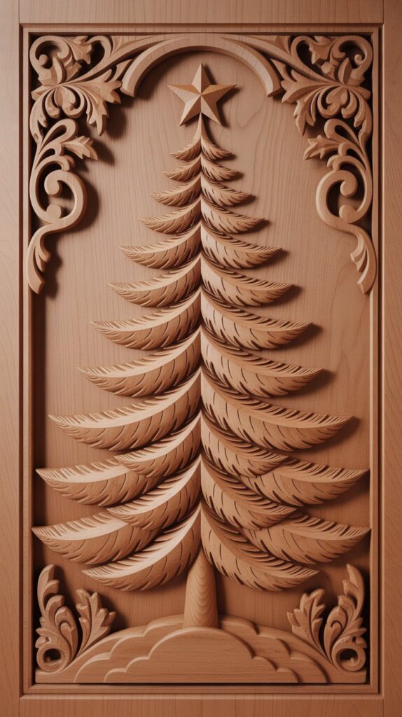 Best 30 Beautiful Wooden Christmas Trees to Try This Year 21 Carved Relief Wooden Tree Panel