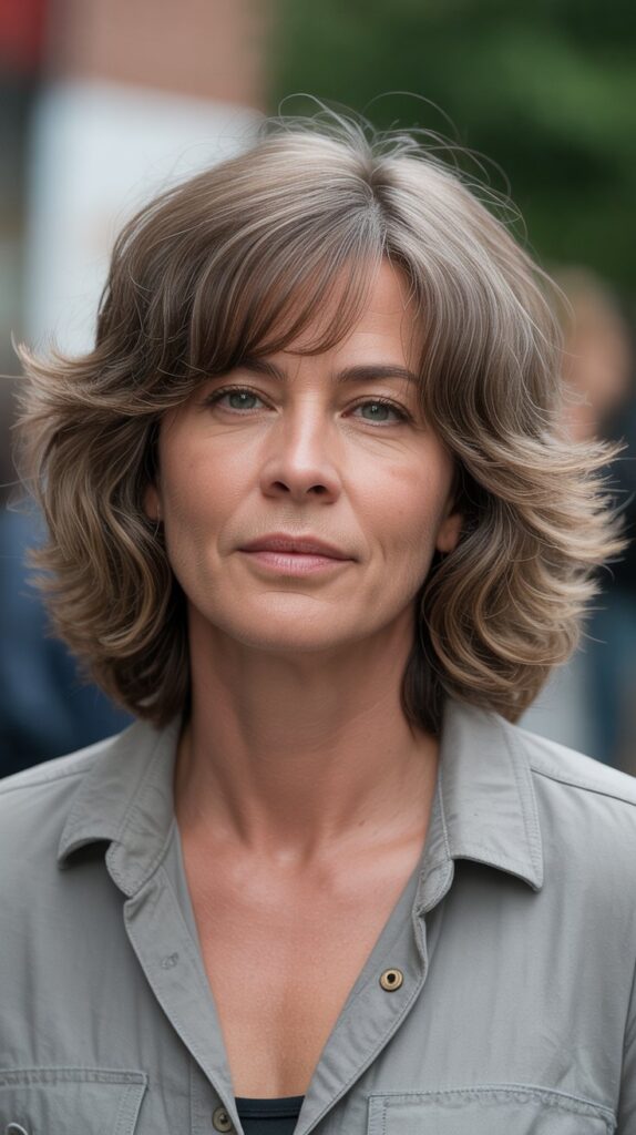 Top 30+ Medium Length Hairstyles for Thin Fine Hair Over 50 23 Tousled Medium Length with Dry Texture