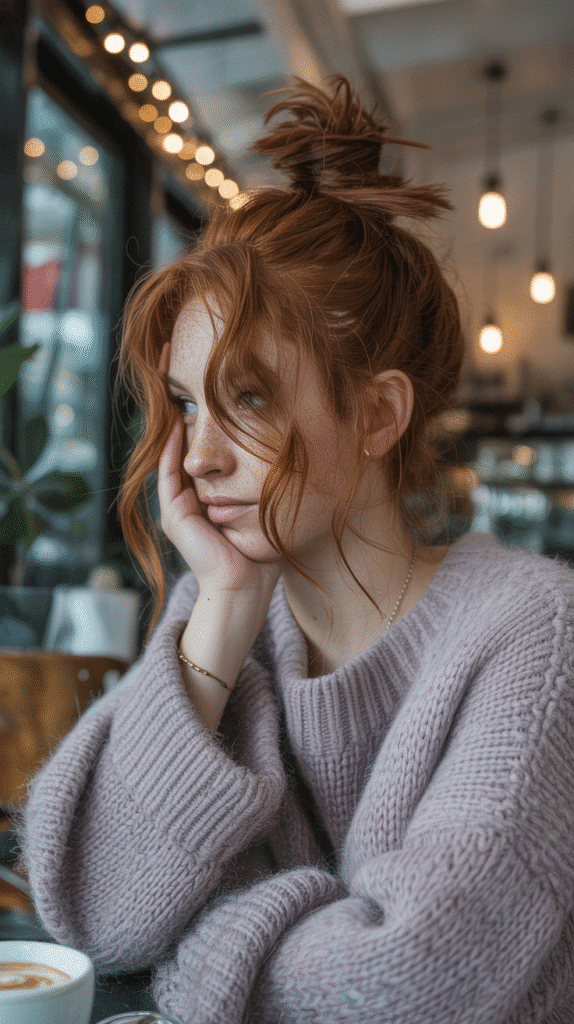 30 Simple and Stylish Greasy Hair Hairstyles 4 Messy Top Knot