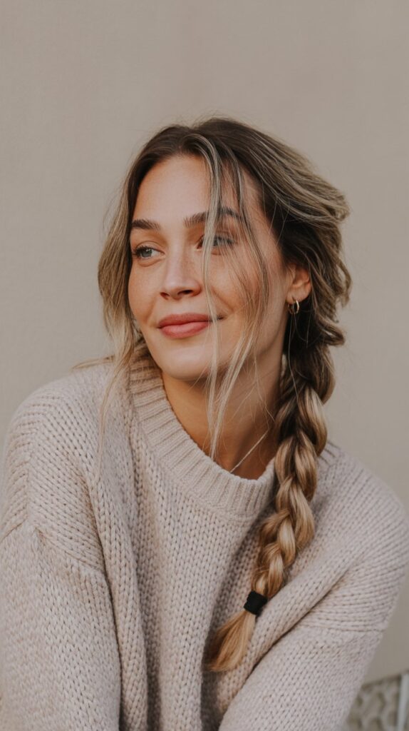 33 Chic Greasy Hair Hairstyles for Long Hair 4 Messy Side Braid