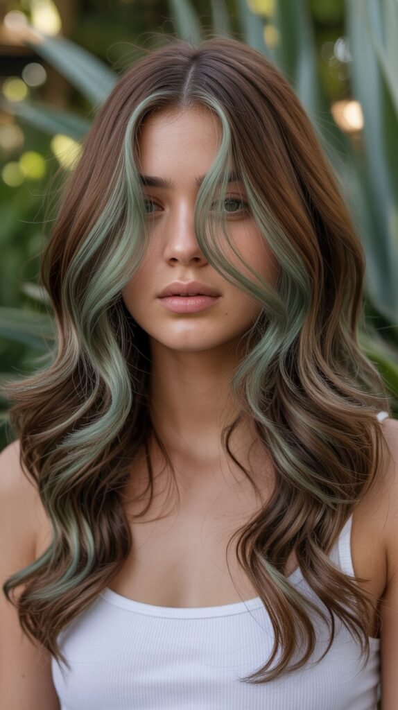 Muted Sage Green Under Chestnut Brown