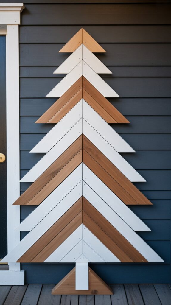 36 Wooden Christmas Trees for Your Front Porch Décor 9 Chevron Pattern Wooden Trees
