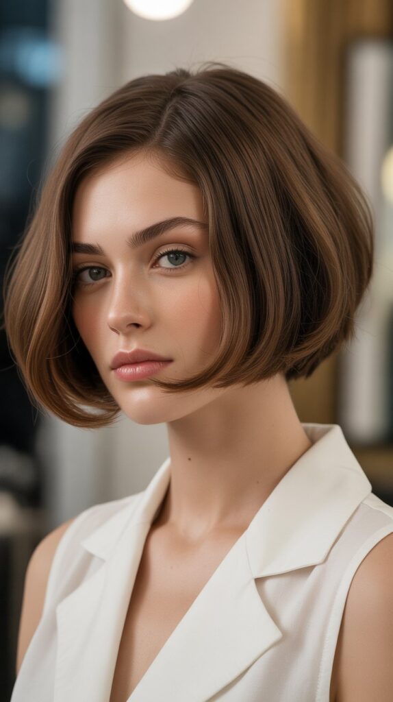 Top 30+ Expert Approved Hairstyles for Thin Hair and Round Faces 27 Chin-Length Bob with Rounded Layers