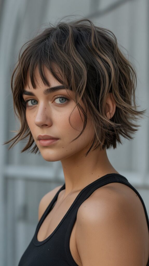Top 30+ Expert Approved Hairstyles for Thin Hair and Round Faces 24 . Bob with Micro Bangs and Texture