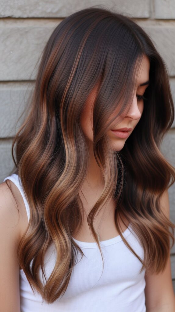  Chocolate Balayage with Copper Accents