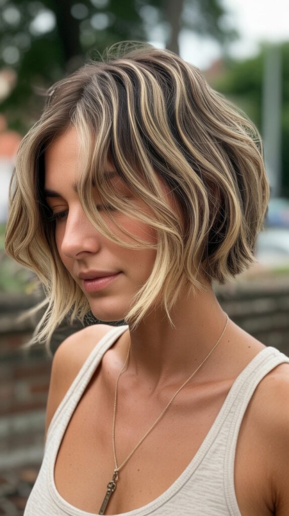 34+ Latest Bob Haircuts for Fine Hair 17 Choppy Bob with Highlights