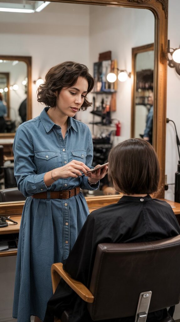 33 Polished Summer Hairstylist Outfits for Work 28 Chambray Shirt Dress with Waist Belt