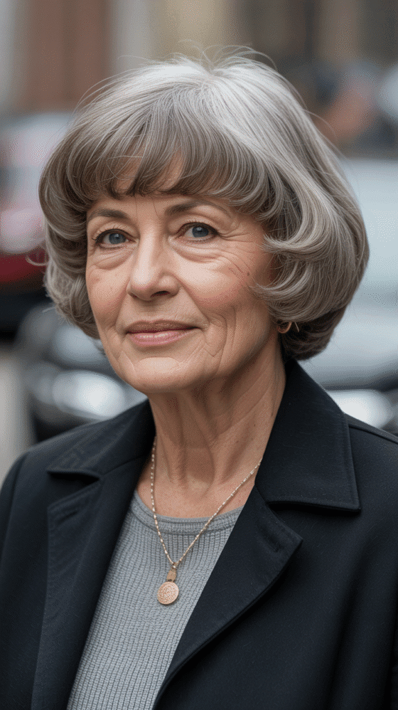 Top 36 Low-Maintenance Haircuts for Women Over 70 33 The Classic Short Cut with Fringe