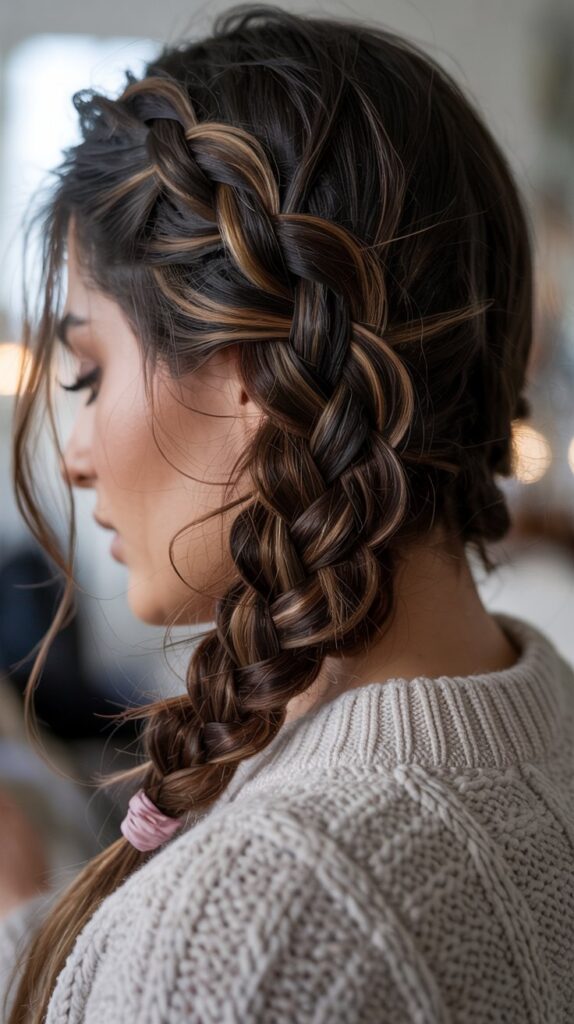 27 Trendy Winter Hair Braid Styles to Try 13 Four-Strand Braid