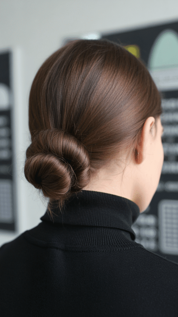 27 Elegant Cute Winter Updo Hairstyles for School 14 Low Knot with Wrapped Detail