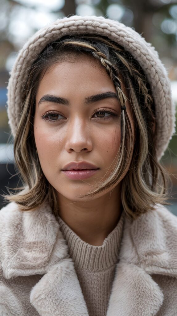 30 Chic Winter Hair Braids for Short Hair 9 Braided Bang Section