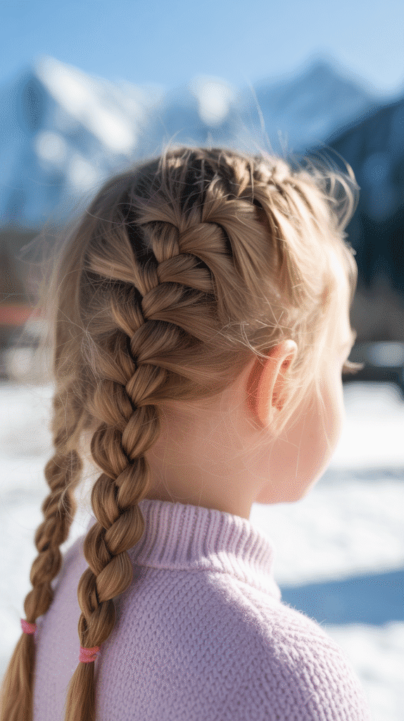 33 Cute Winter Hair Braids for Kids 2 Dutch Braid (Reverse French Braid)