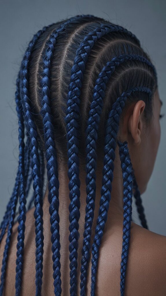 27 Beautiful Winter Hair Braid Color Inspirations 5 Midnight Blue Cornrows