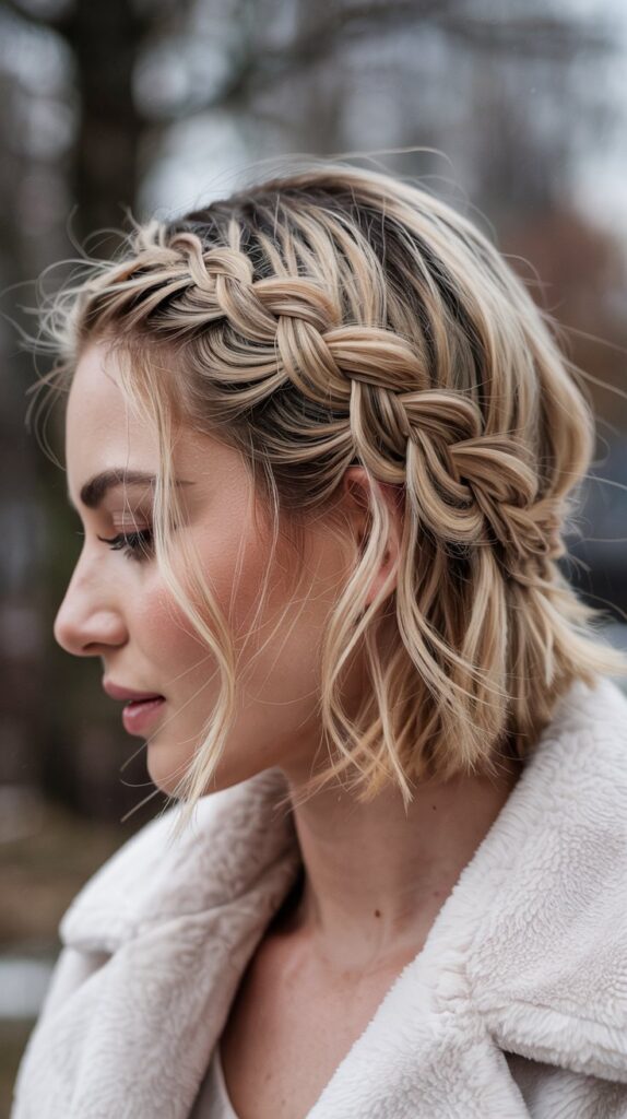 30 Chic Winter Hair Braids for Short Hair 1 Crown Braid Halo