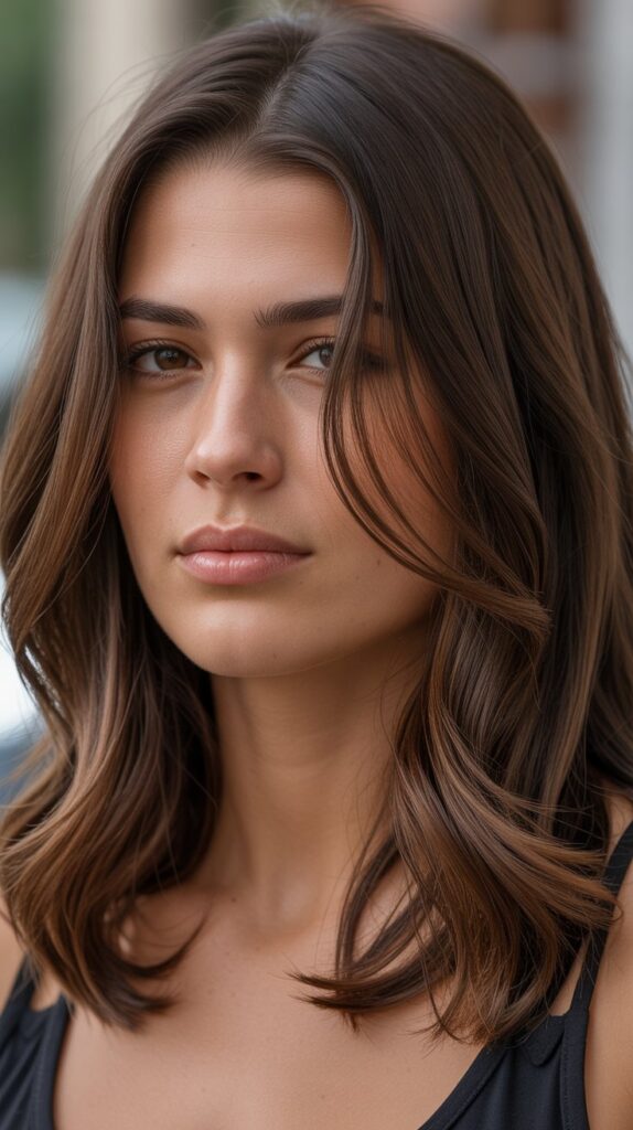 36 Gorgeous Lowlights for Medium Length Brown Hair on Brunettes 1 Classic Chocolate Lowlights