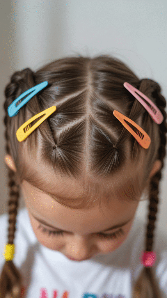 33 Cute Winter Hair Braids for Kids 15 Zigzag Part with Braids