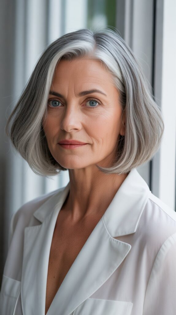 Angled Bob with Natural Gray Embrace