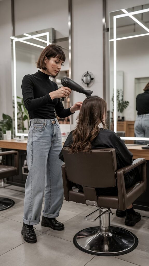 33 Polished Summer Hairstylist Outfits for Work 32 Cropped Wide-Leg Jeans with Fitted Bodysuit