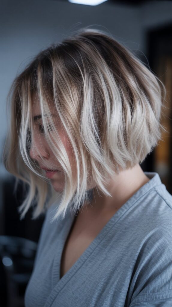 33 Chic Balayage Angled Bob Hairstyles 30 Balayage Bob with Icy Blonde Tips
