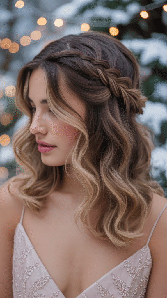33 Beautiful Cute Winter Hairstyles for Medium Hair 16 Waterfall Braid