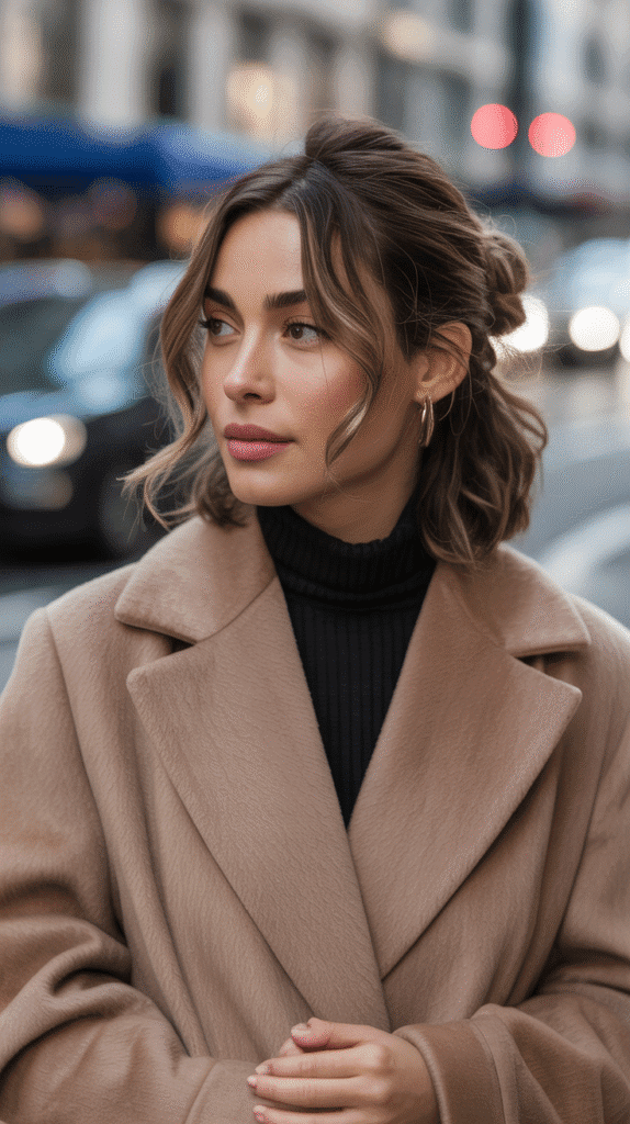 33 Beautiful Cute Winter Hairstyles for Medium Hair 18 Messy French Twist