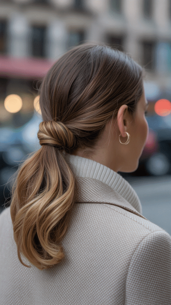 33 Beautiful Cute Winter Hairstyles for Medium Hair 8 Twisted Low Ponytail