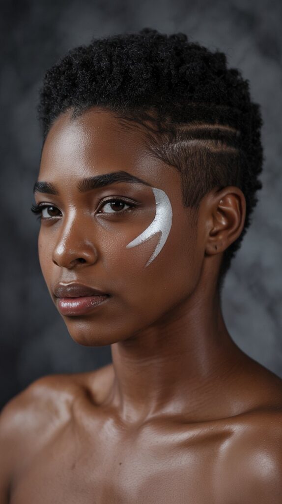 33 Flattering Low Cut Styles for Black Women with Round Faces 18 Short Afro with Shaved Design