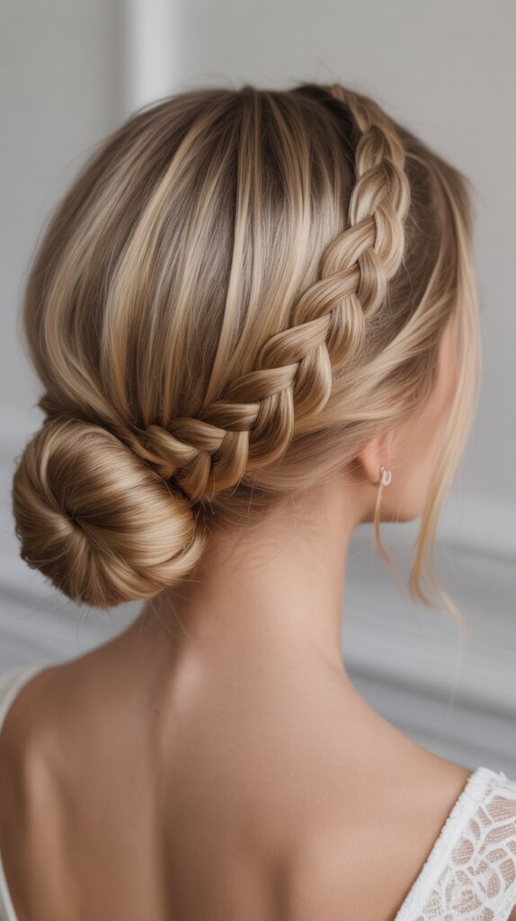 27 Elegant Greasy Hair Updo Hairstyles 28 The Crown Braid Bun