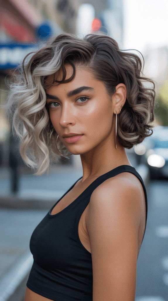 Asymmetrical Long Bob with Side-Swept Curtain Bangs