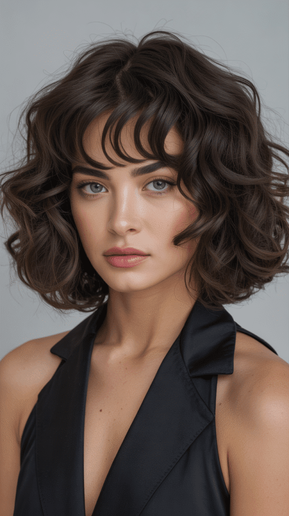 Long Bob with Baby Curtain Bangs