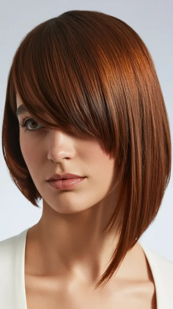 Asymmetrical Long Bob with Swoopy Bangs