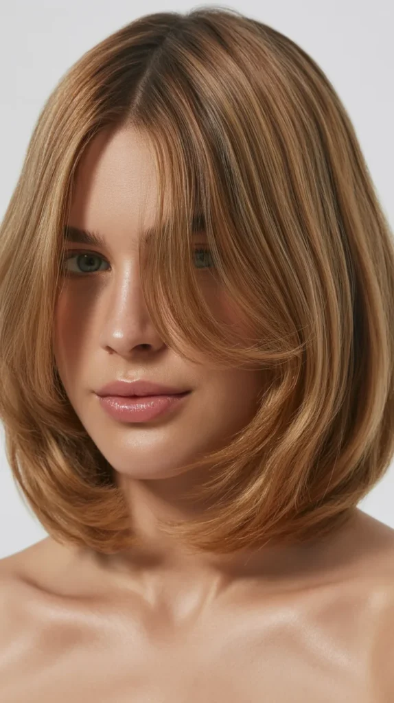 Long Bob with Curtain Bangs and Face-Framing Layers