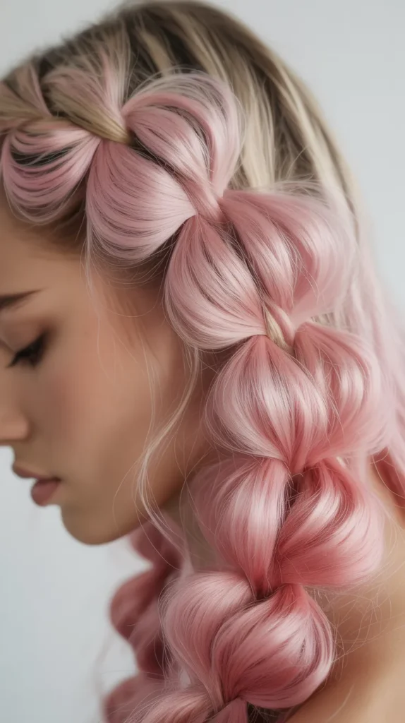 Bubble Braids with Pastel Pink