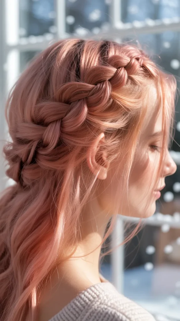  Rose Gold Crown Braids