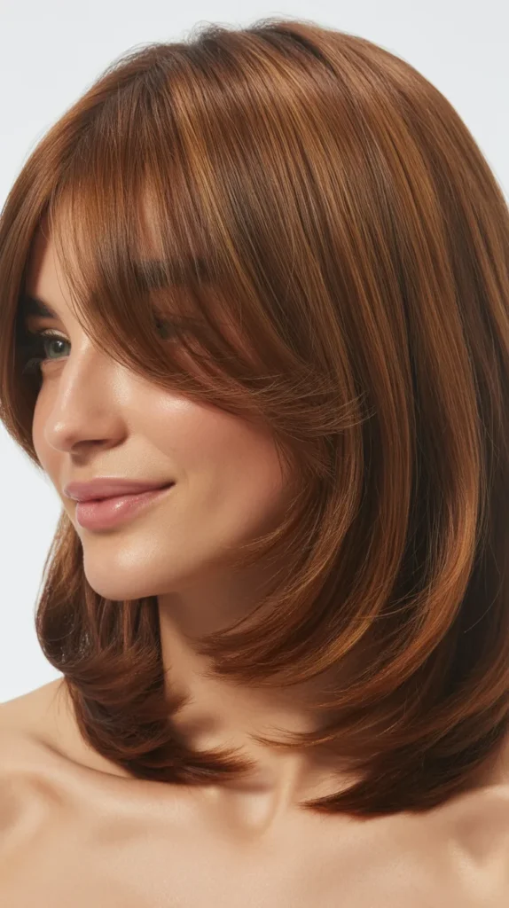  Layered Wavy Long Bob with Curtain Bangs