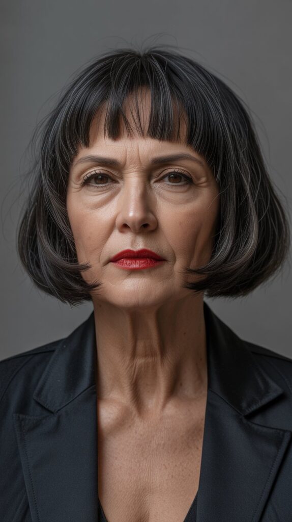 Top 32+ Short Hairstyles for Round Face Thin Hair Over 50 16 Blunt Cut with Micro Bangs