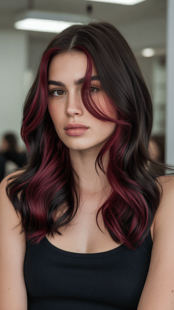 30+ Stunning Burgundy Hair Color Ideas That Will Turn Heads 4 Burgundy Highlights on Dark Hair