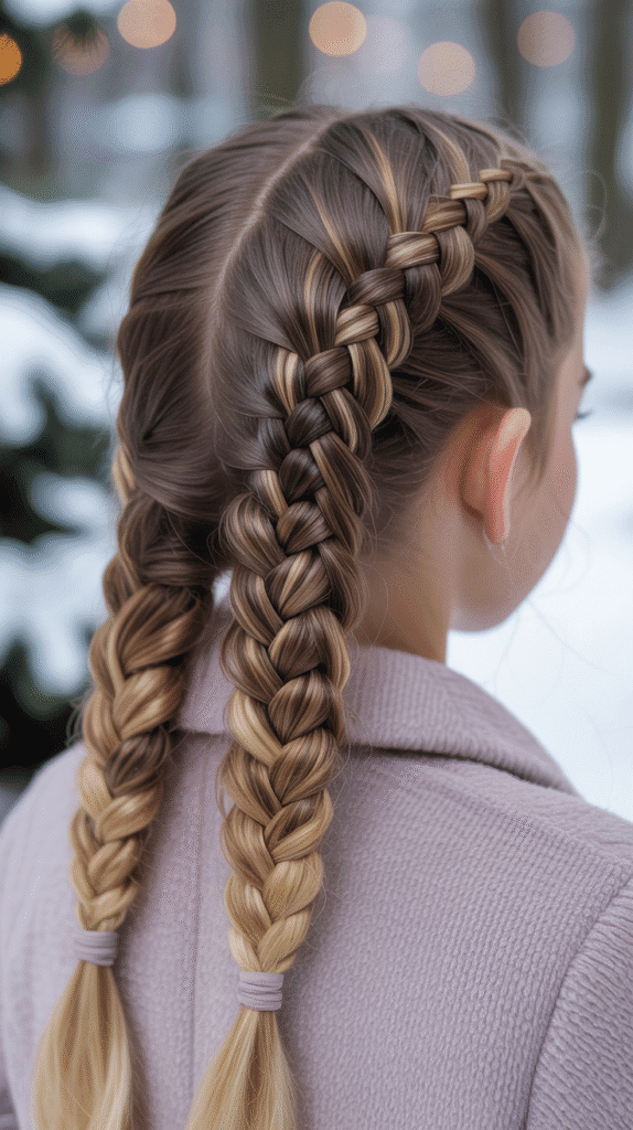 30 Adorable Cute Winter Hairstyles with Braids 29 Criss-Cross Dutch Braids