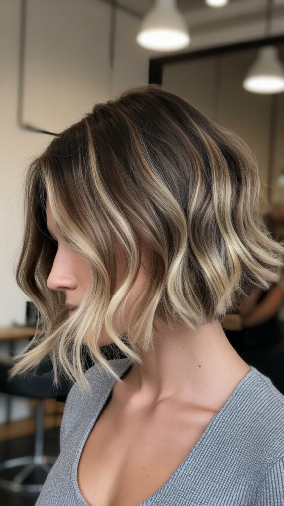 33 Chic Balayage Angled Bob Hairstyles 15 Balayage Bob with Dark Roots