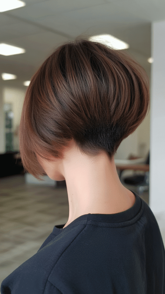 Best 27+ Inspiring Back View Stacked Inverted Bob Haircut Ideas 9 Extreme Stacked Bob with Maximum Volume